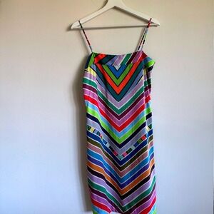 Milly Colorful Chevron Striped‎ Sleeveless Dress - Bright Rainbow Summer Midi